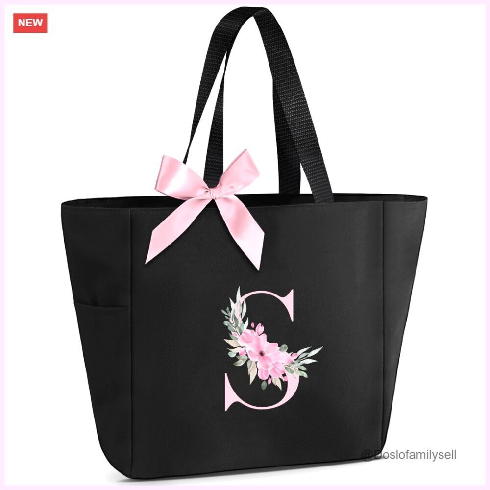 Waterproof Monogrammed Tote Bag with Zipper Closure